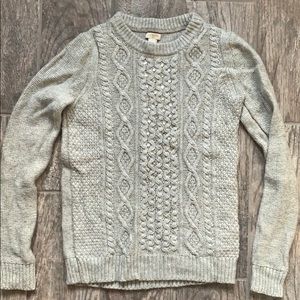 J. Crew grey crew neck embellished sweater